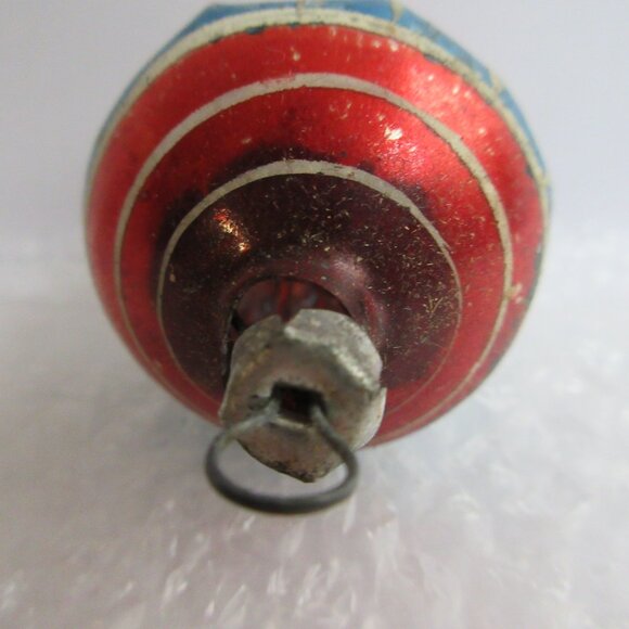 2 Shiny Brite Striped Glass Barrel Chirstmas Ornaments & 1 Fluted teardrop Vtg - Picture 13 of 16